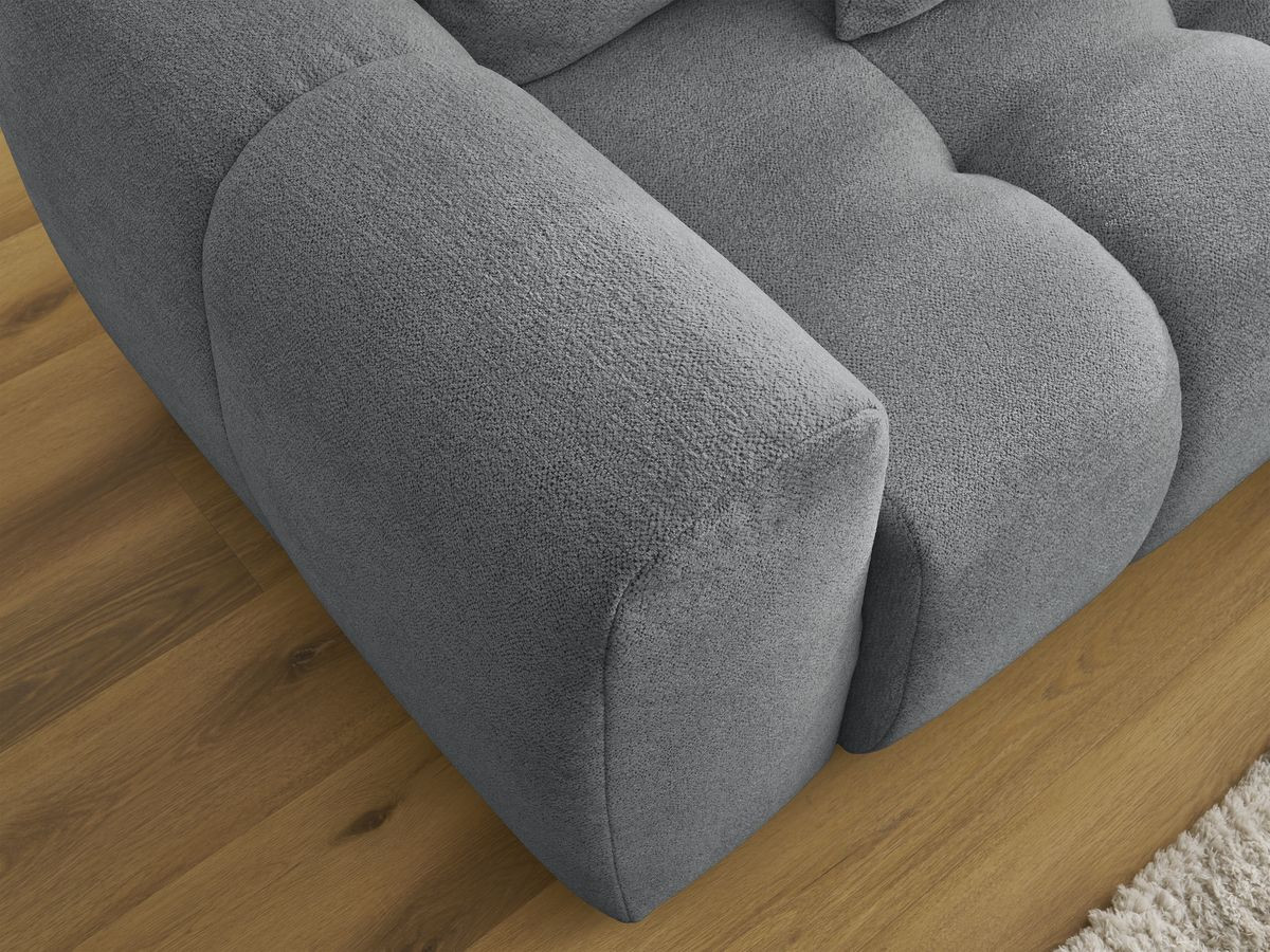 Bobochic Roxelane Ecksofa mit Schlaffunktion und Bettkasten und Pouf 258 × 150 cm Melange-Stoff Dunkelgrau Ecke rechts