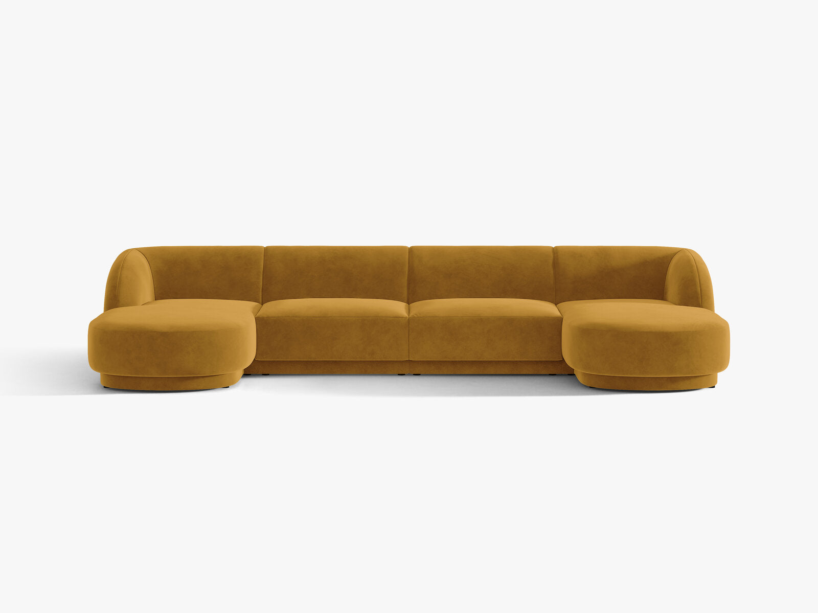 Micadoni Panorama-Sofa Miley 5-Sitzer Samt Bluvel Gelb