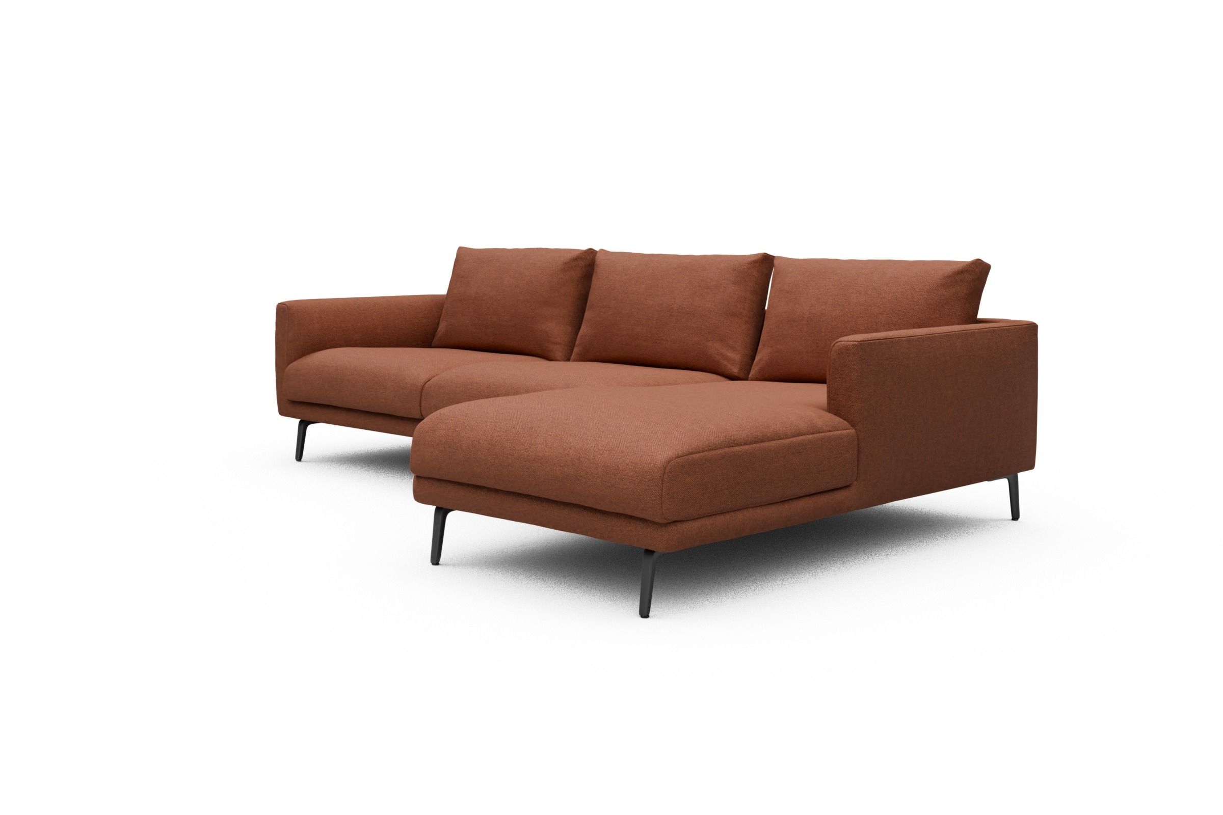 Ecksofa Karl Chaiselongue rechts mit 2,5-Sitzer Weda-Rust
