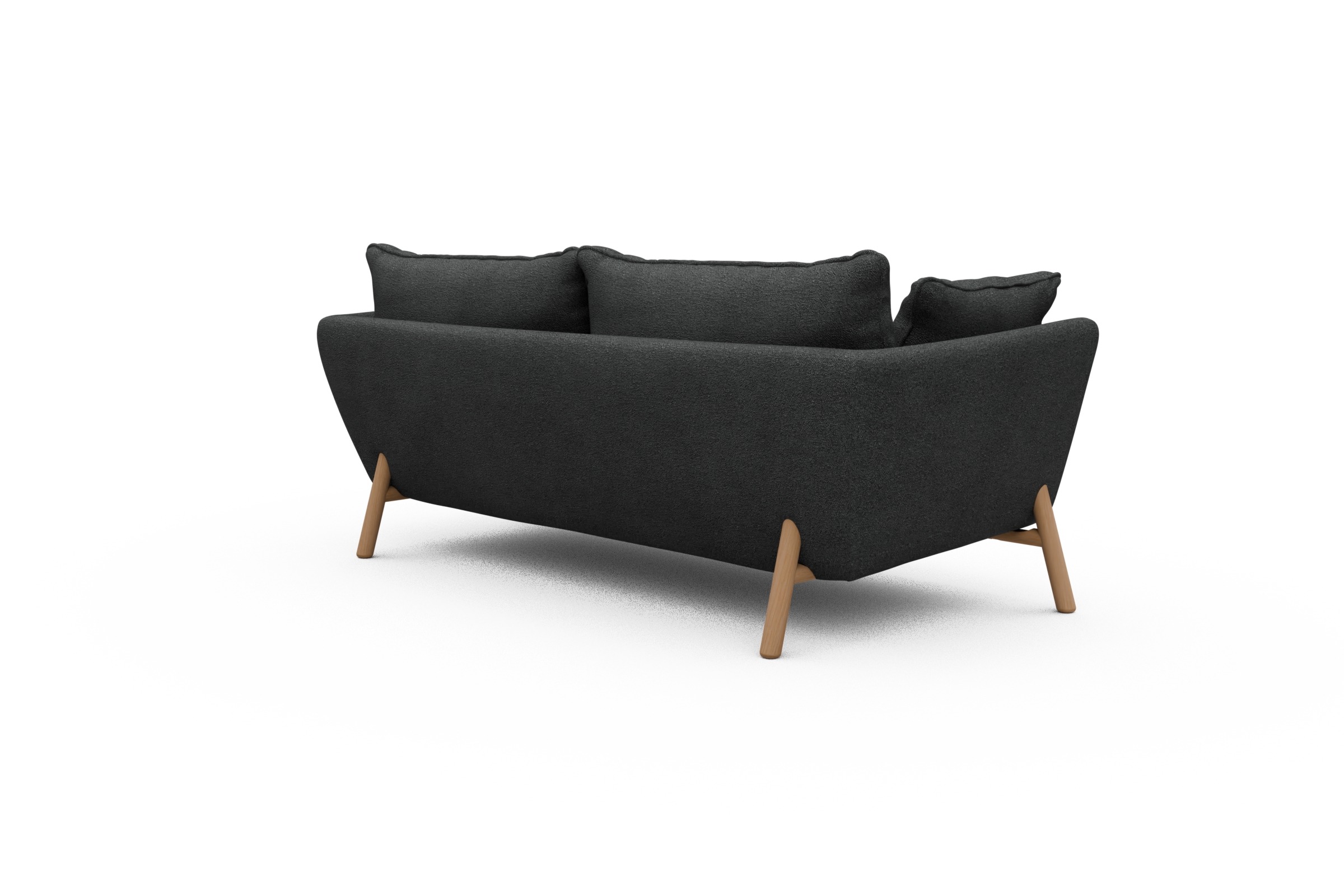 Sofa Emil PREMIUM 2-Sitzer Beinfarbe Eiche Natur Boucle-Charcoal