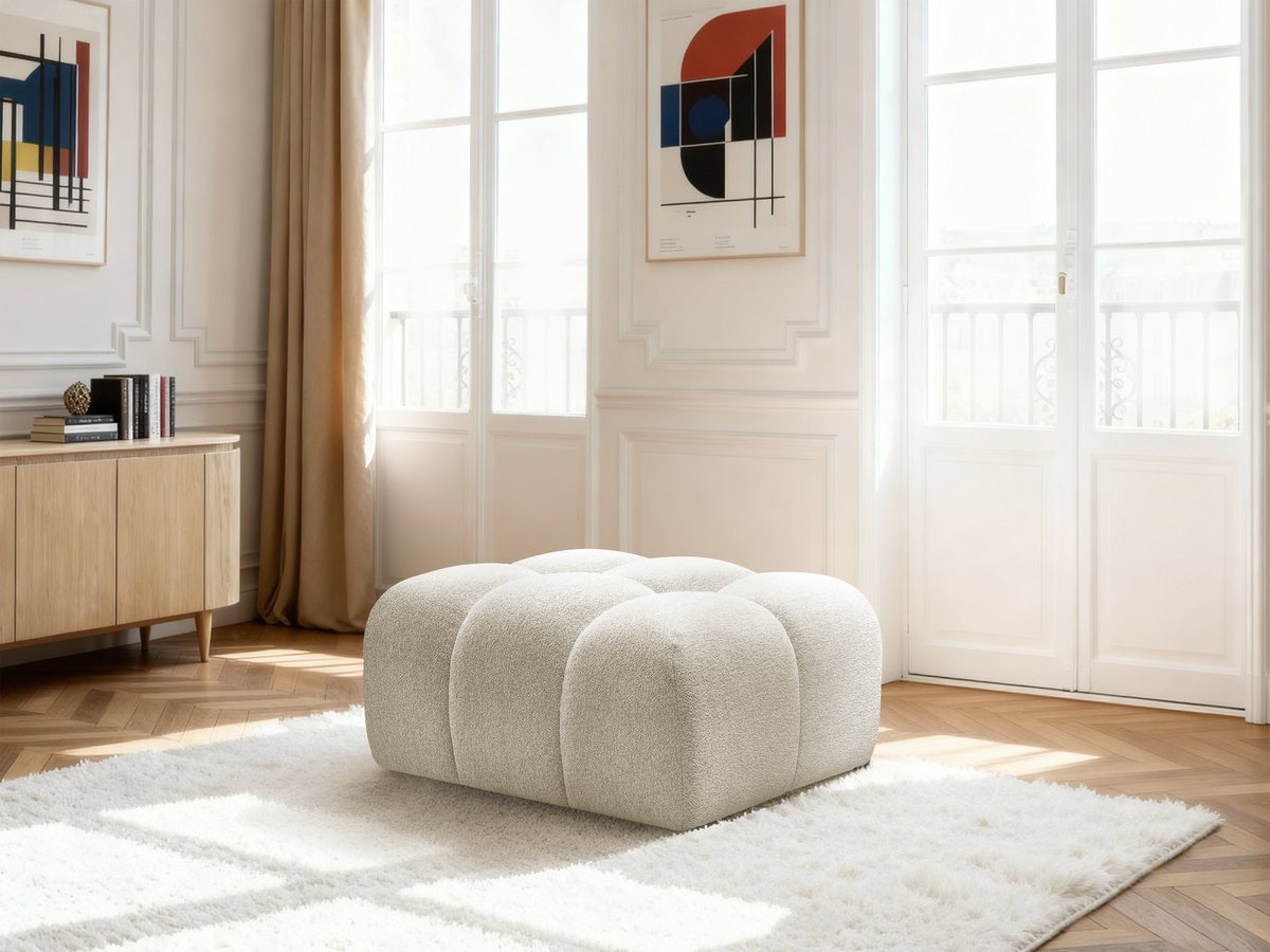 Bobochic Melisse Pouf Melange-Stoff Weiß
