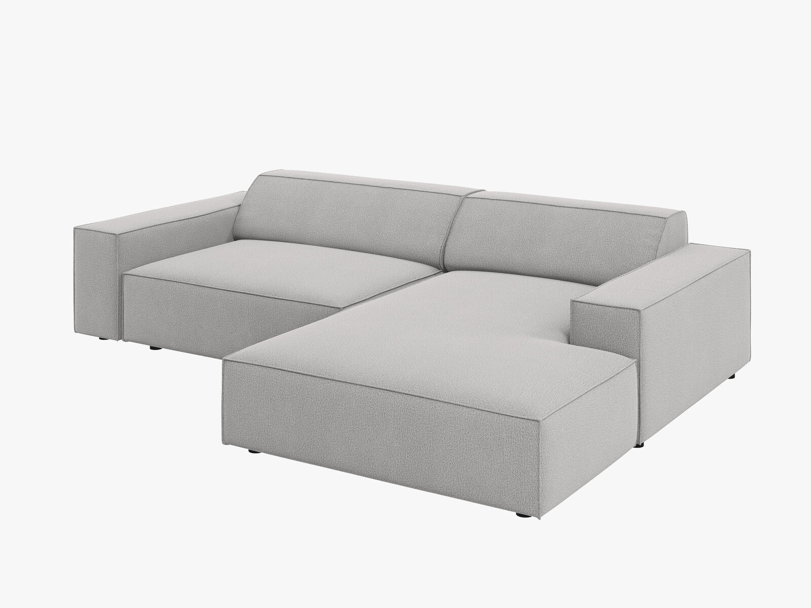Micadoni Ecksofa Jodie 3-Sitzer Rechts Strukturierter Stoff Megan Hellgrau