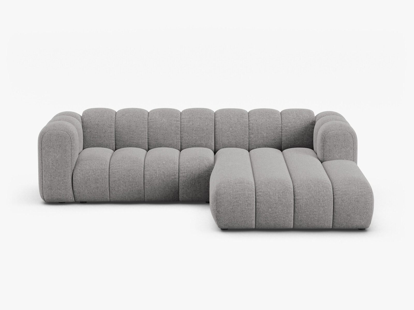 Micadoni Modulares Ecksofa Lupine 4-Sitzer mittelgroß Rechts Chenille Eden Hellgrau