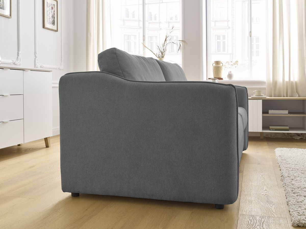 Bobochic Lenny Schlafsofa 3-Sitzer Stoff Dunkelgrau