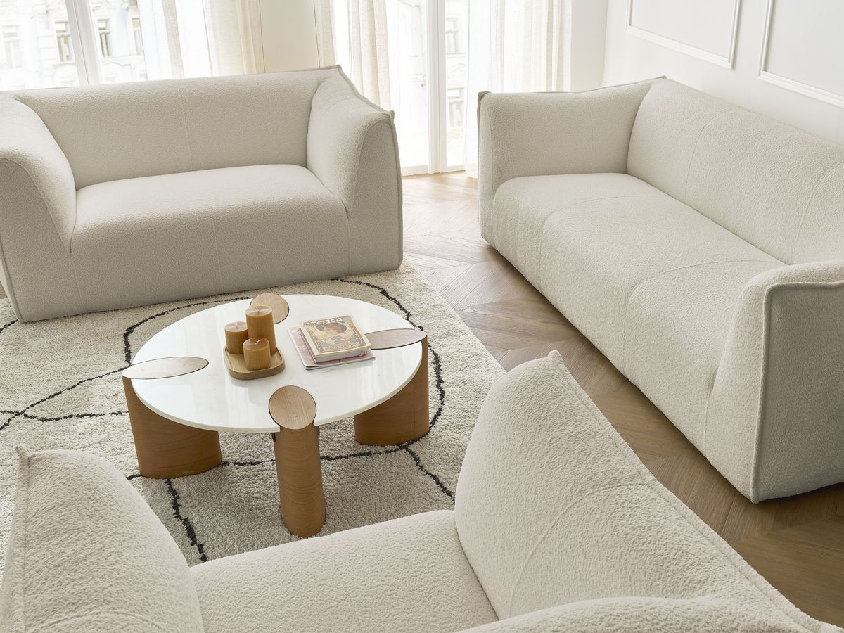 Bobochic Giorgia Sofa 5-Sitzer 534 × 100 cm Bouclé-Stoff Beige