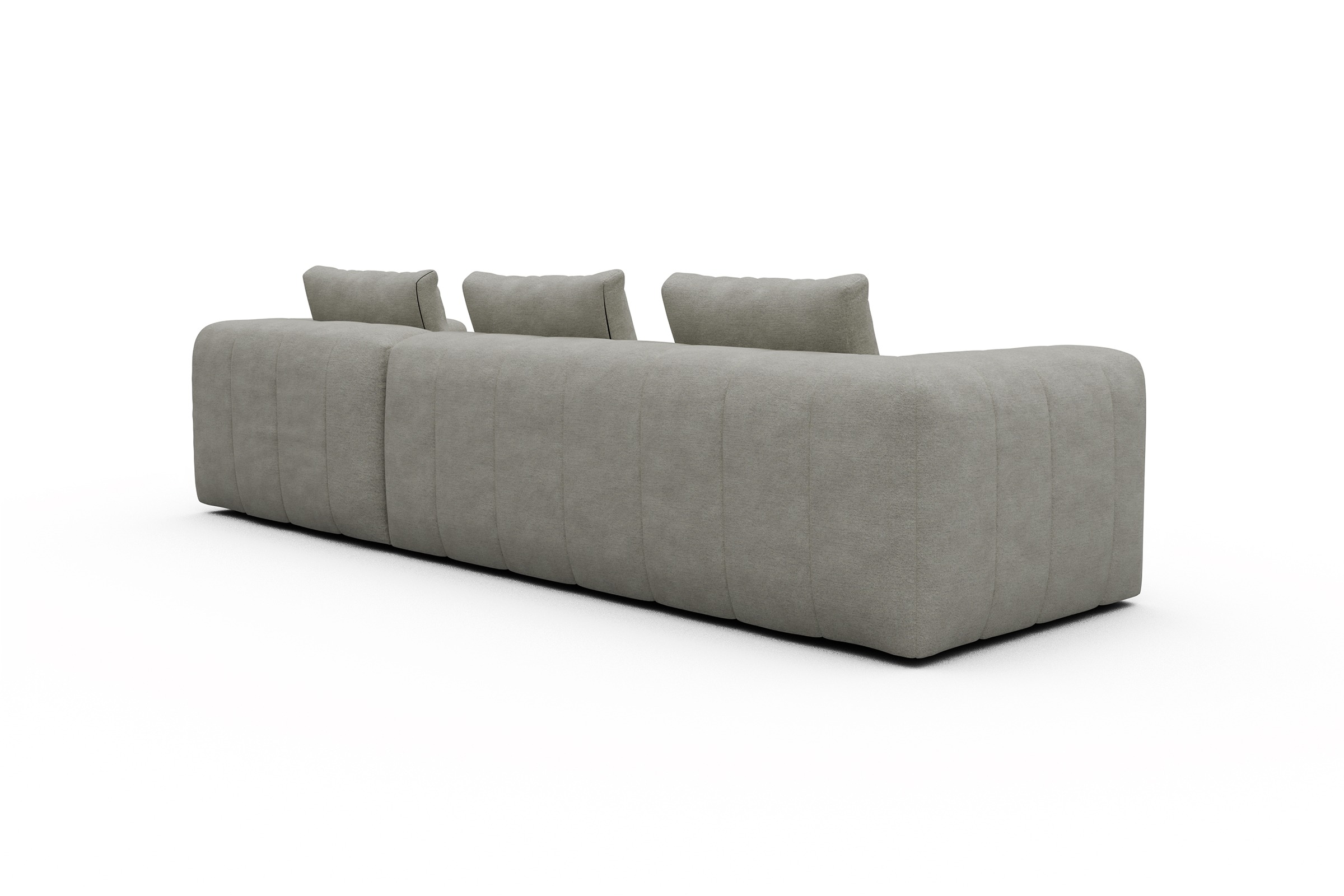 Ecksofa Hugo 2,5-Sitzer Armlehne links mit Chaiselongue Carreno-Moon-Stone-White
