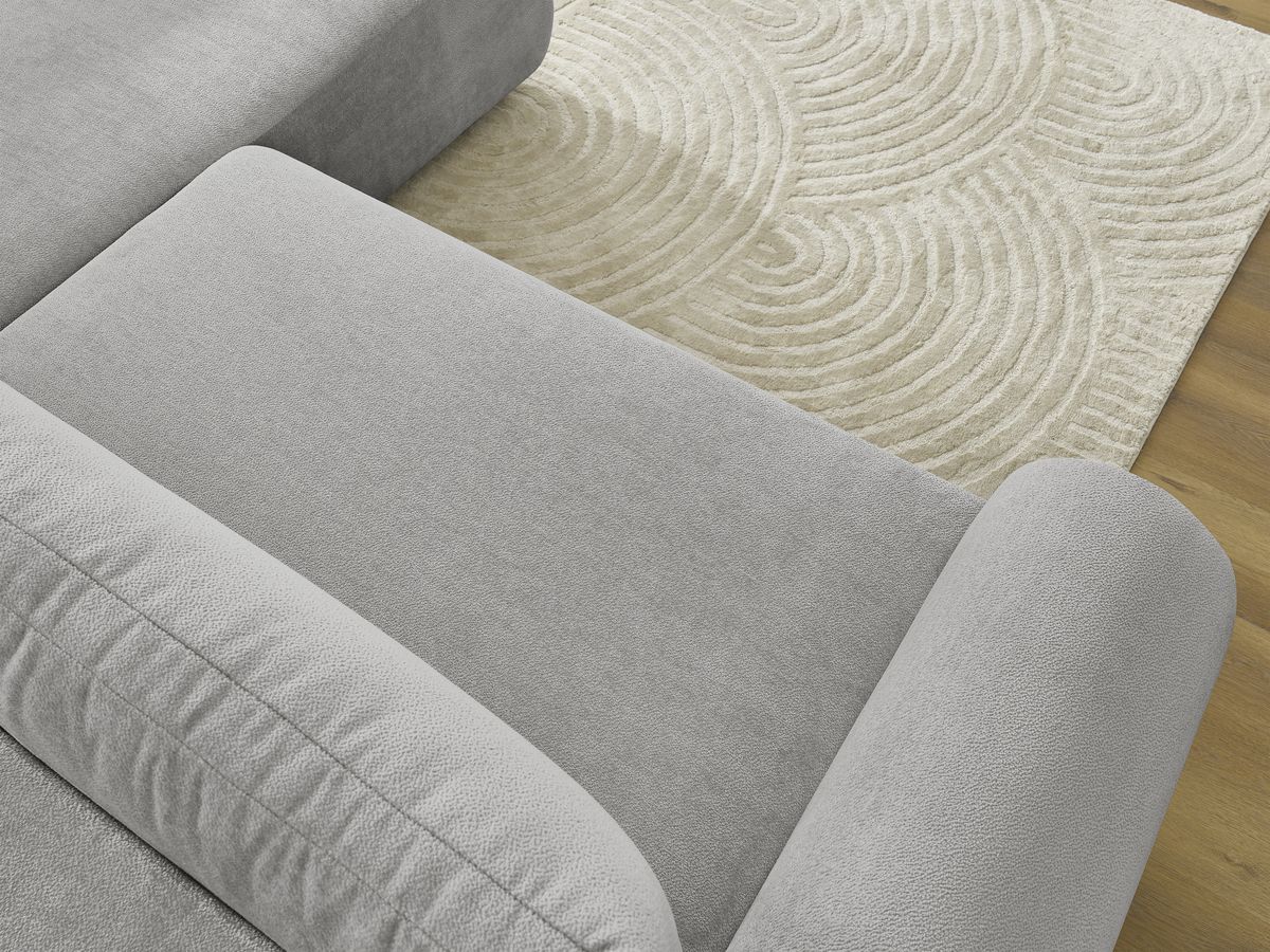 Bobochic Lucien Ecksofa mit Schlaffunktion und Bettkasten 296 × 198 cm Stoff Hellgrau Ecke rechts