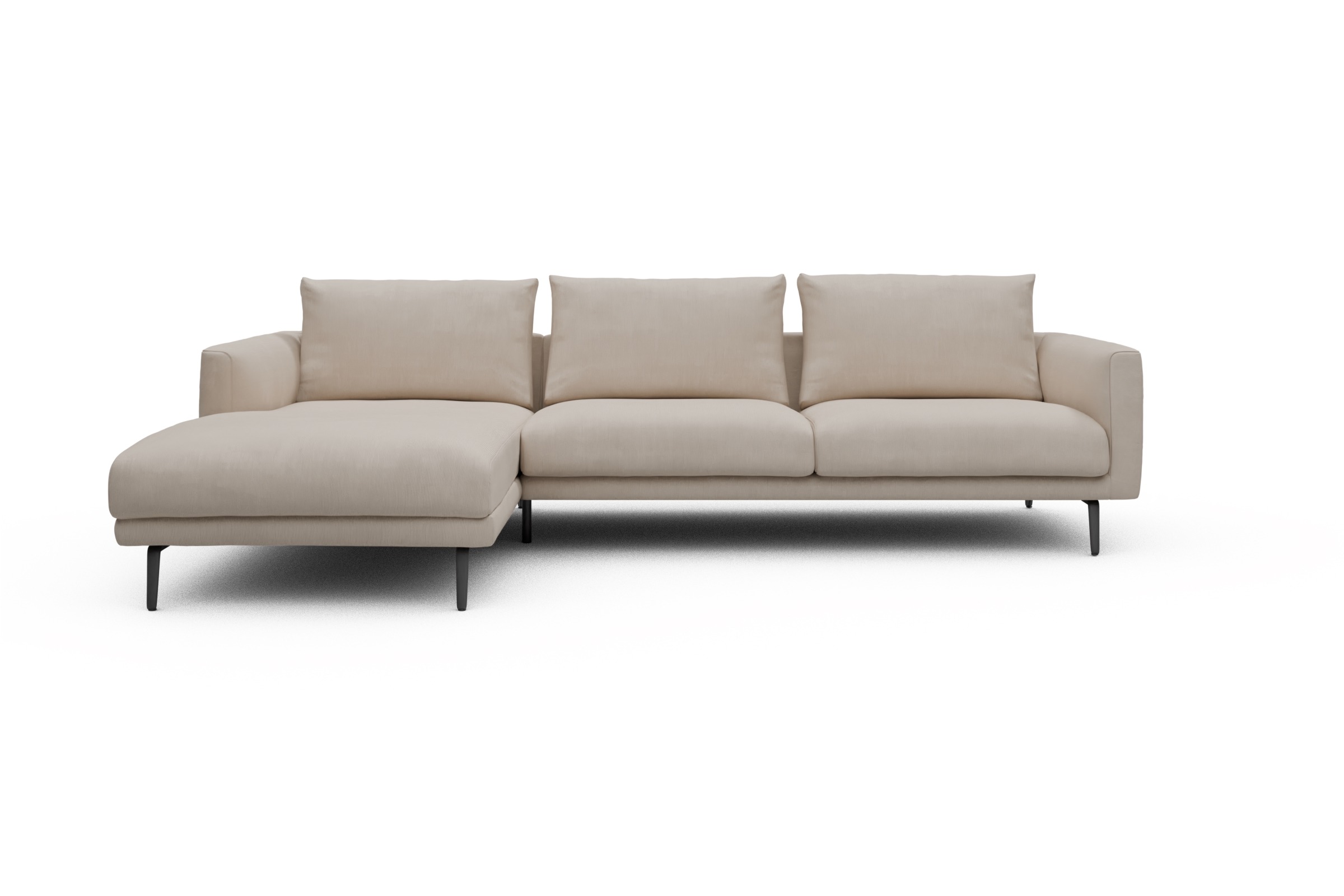 Skandi Home Ecksofa Karl Chaiselongue links mit 2,5-Sitzer Cordufine-Off-White moebelfaktor