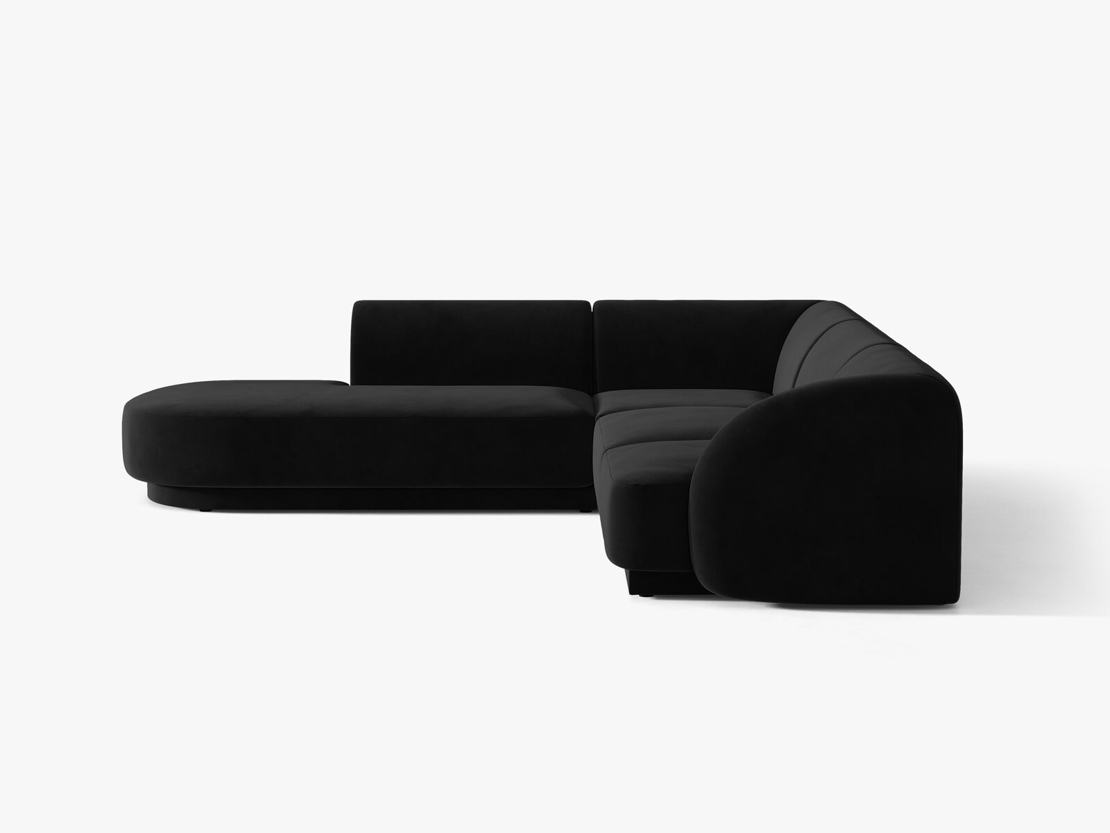 Micadoni Ecksofa Miley 6-Sitzer Links Samt Bluvel Schwarz