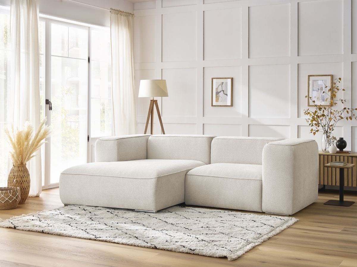 Bobochic Zephyr Ecksofa 260 × 165 cm Strukturstoff Weiß Ecke links