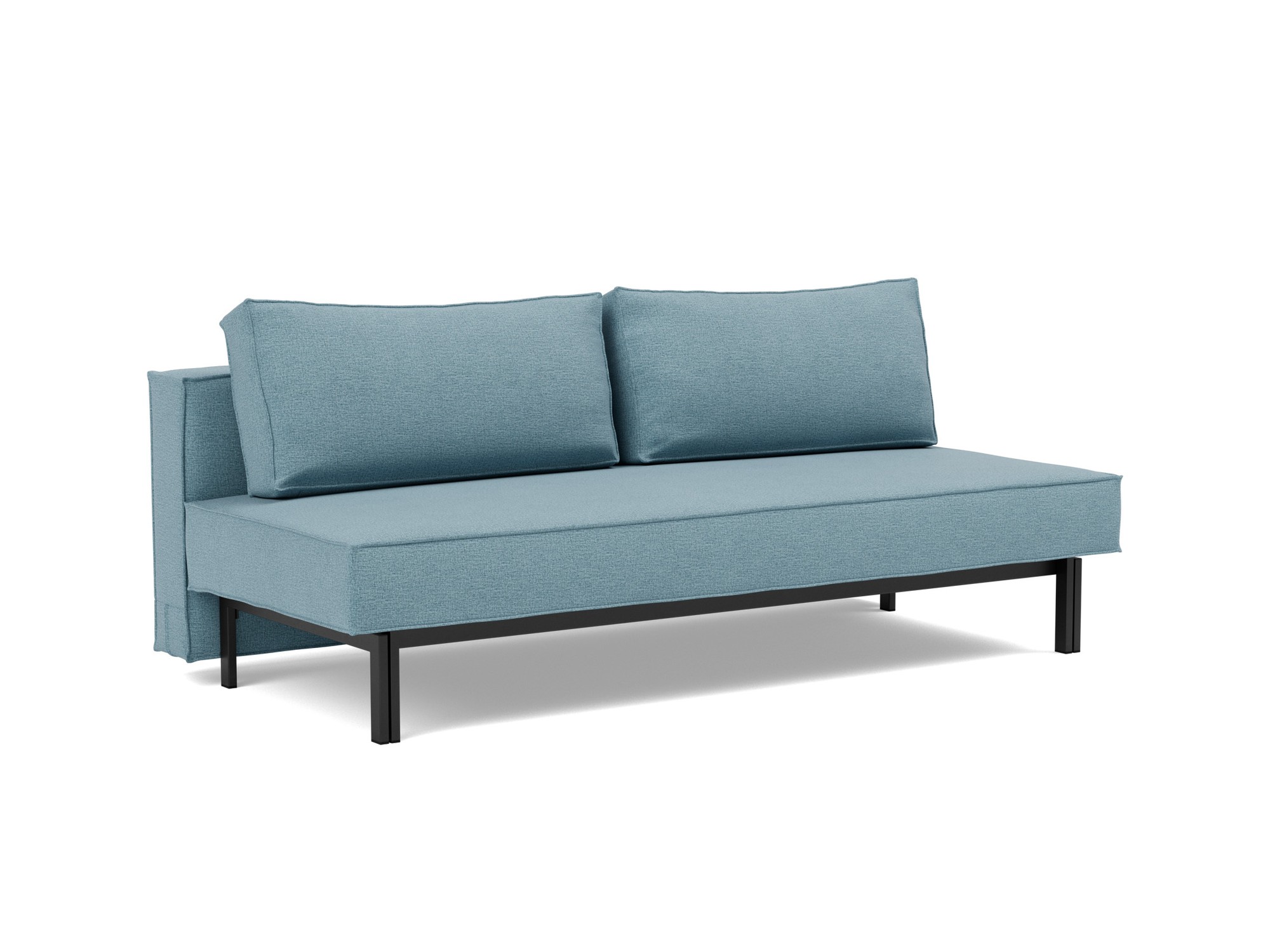 Schlafsofa Sly Flachgewebe Mixed Dance 525-Light-Blue Beine Schwarzes Metall