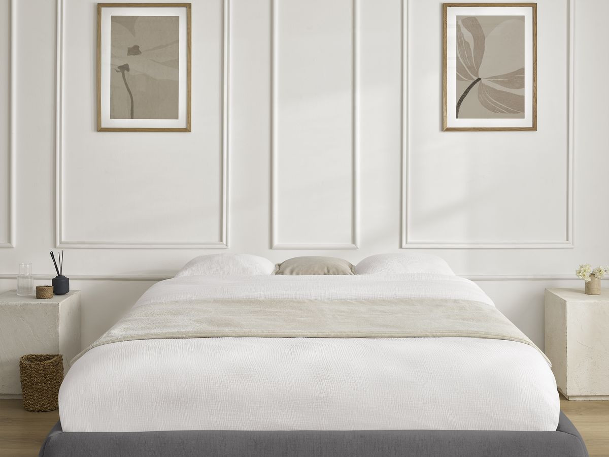 Bobochic Inera Bettgestell mit Bettkasten, ohne Kopfteil Stoff Dunkelgrau, Liegefläche 160 × 200 cm