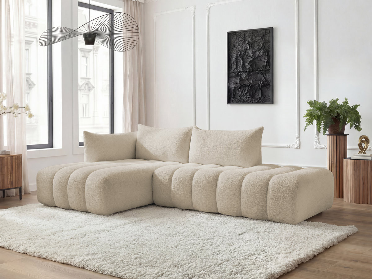 Bobochic Azra Ecksofa 319 × 178 cm Bouclé-Stoff Beige Ecke links