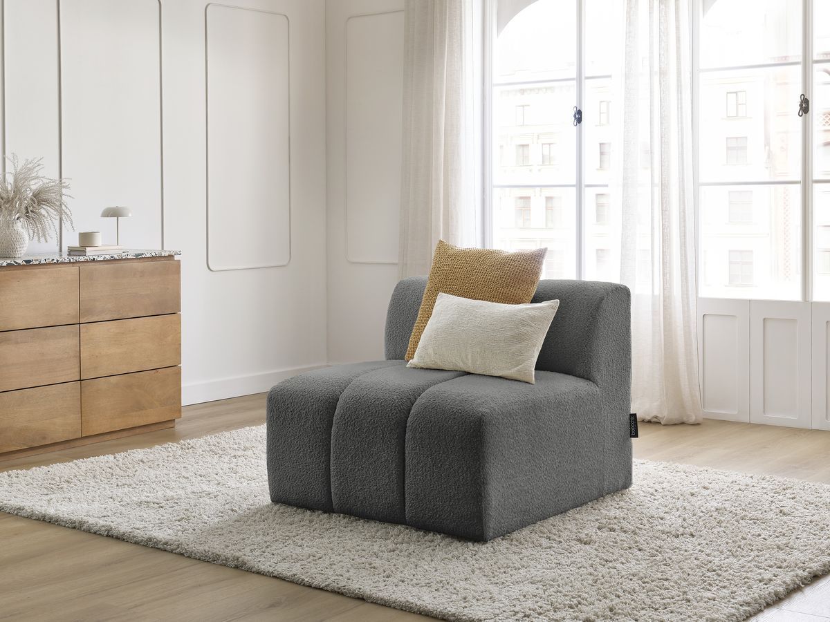 Bobochic Annecy Sofamodul 1-Sitzer Bouclé-Stoff Dunkelgrau