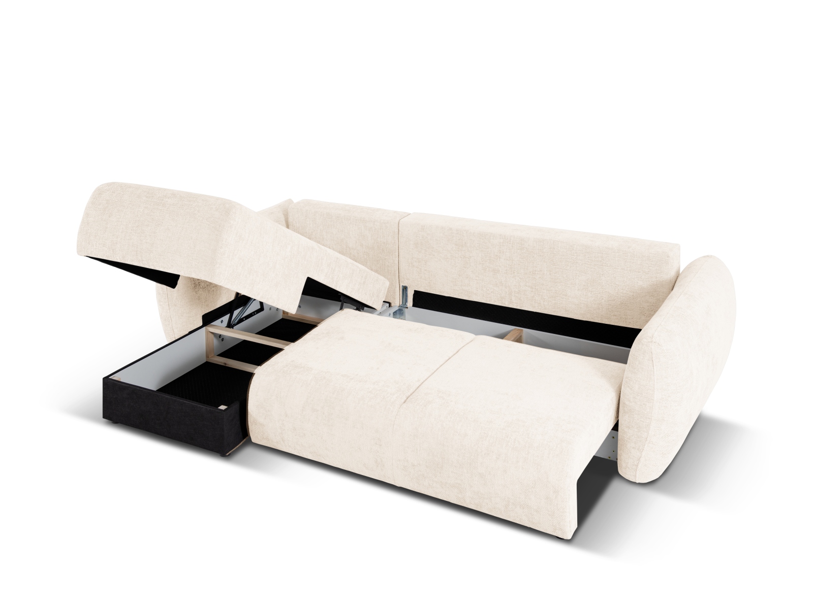 Cosmopolitan Design Ecksofa Matera 4-Sitzer mit Schlaffunktion Chenille Eden Helles Beige Links