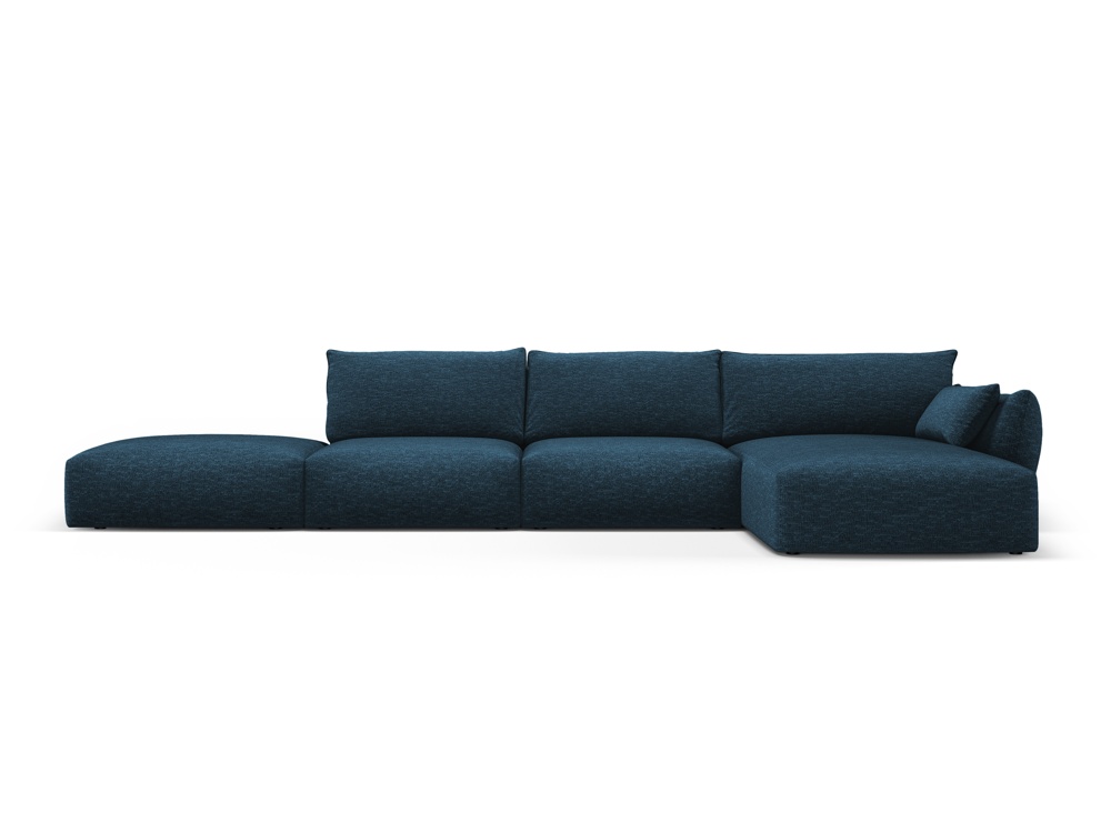 Cosmopolitan Design Ecksofa Matera 5-Sitzer offen Chenille Eden Marineblau Rechts