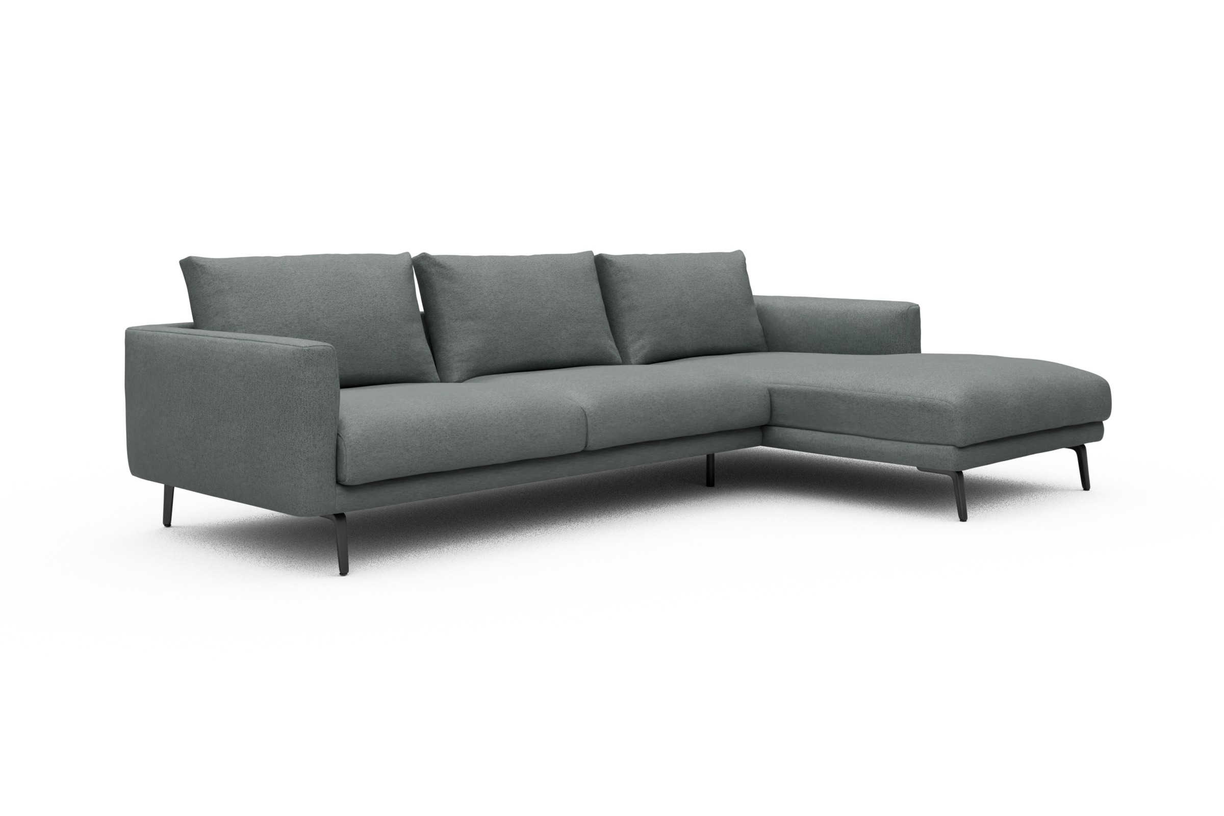 Ecksofa Karl Chaiselongue rechts mit 2,5-Sitzer Denari-Soft-Grey