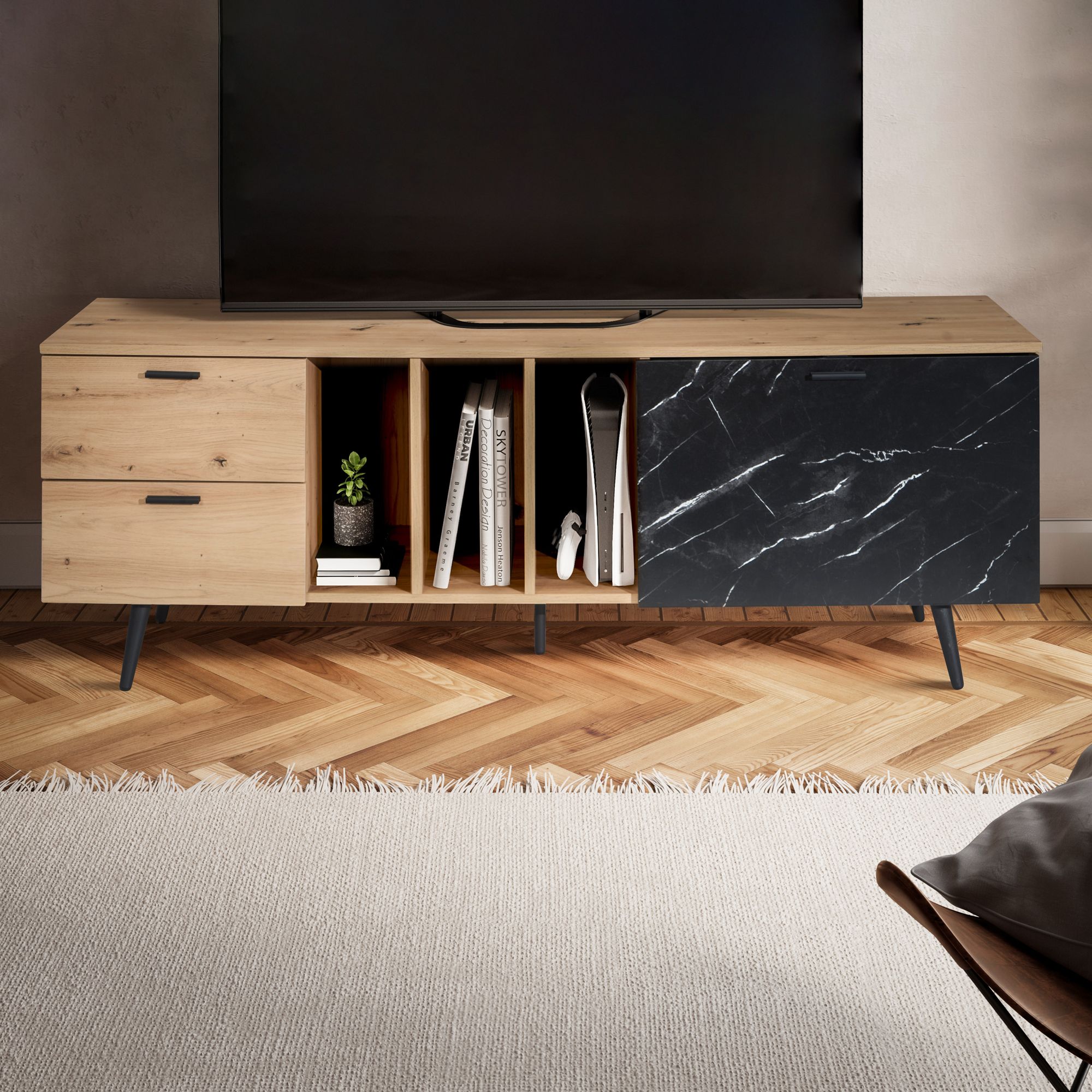 Lowboard Dalane Marmoroptik Braun 150 × 40 × 55 cm