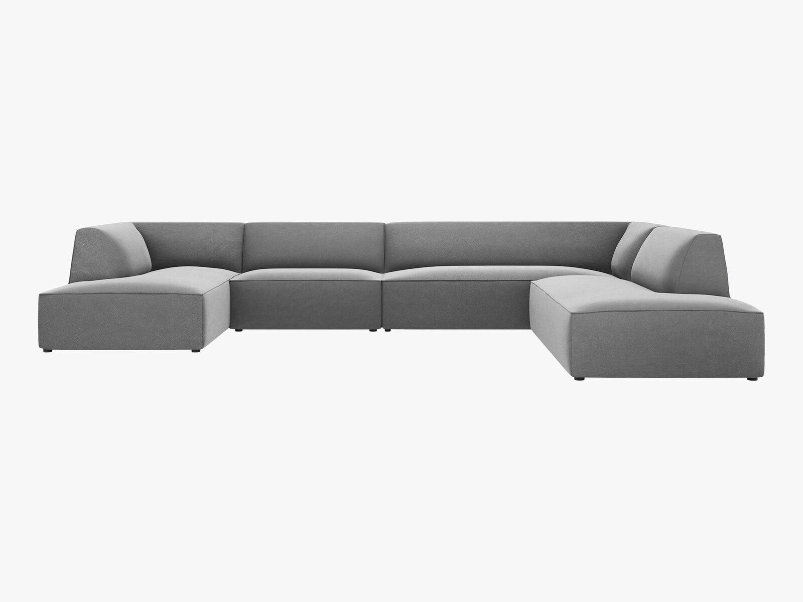 Micadoni Panorama-Ecksofa Ruby 7-Sitzer Rechts Samt Salvador Grau