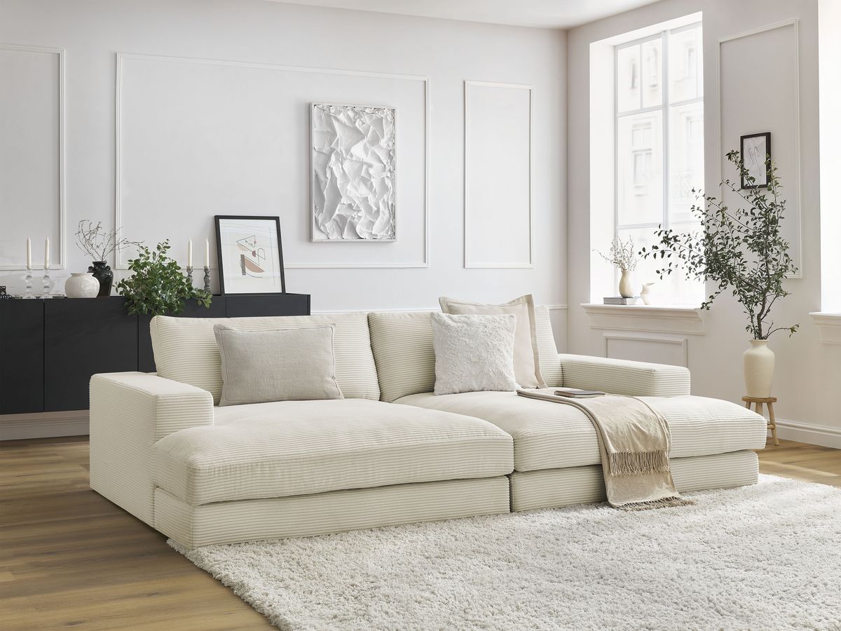 Bobochic Leonard Sofa 4-Sitzer 274 × 159 cm Cordsamt Beige