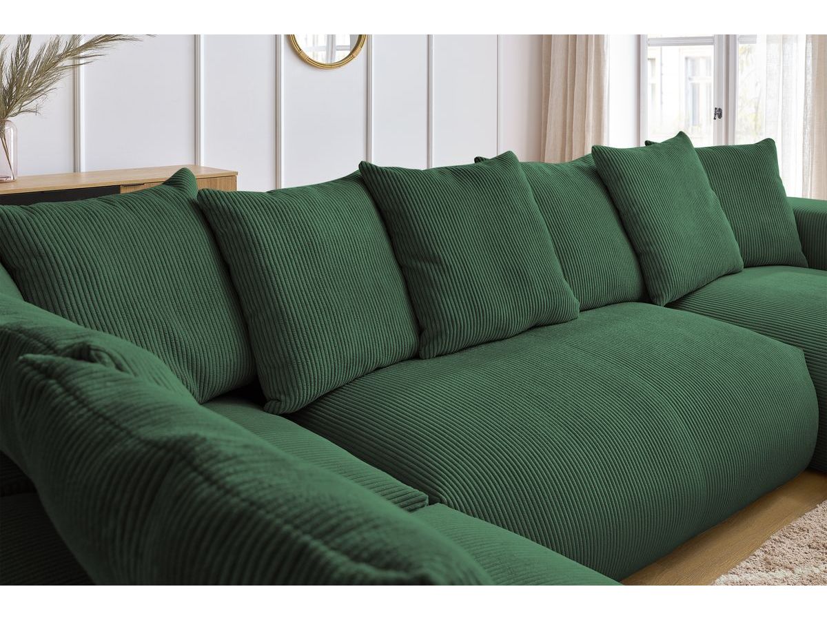 Bobochic Voltaire Wohnlandschaft mit Pouf 356 × 214 cm Cordsamt Grün Ecke rechts