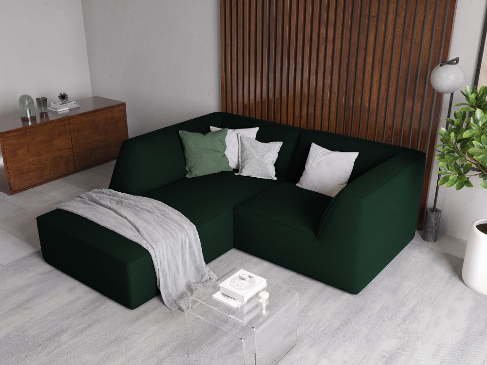 Cosmopolitan Design Ecksofa Siena 3-Sitzer Samt Salvador Flaschengrün Links