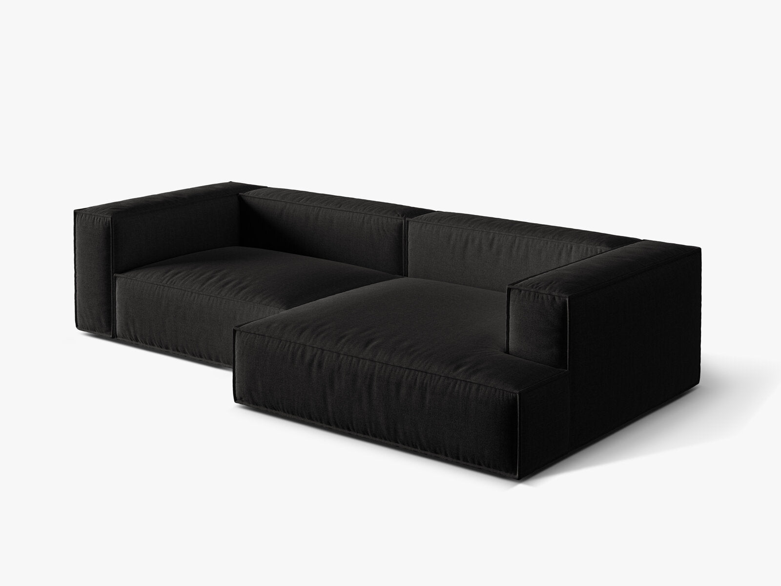 Micadoni Ecksofa Nuria 4-Sitzer Rechts Strukturierter Stoff Schwarz