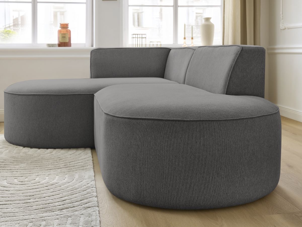 Bobochic Rousseau Ecksofa Melange-Stoff Dunkelgrau Ecke links