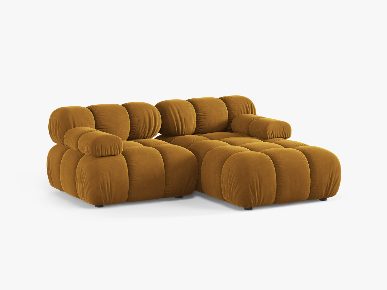 Micadoni Modulares Ecksofa Bellis 3-Sitzer Rechts Samt Bluvel Gelb