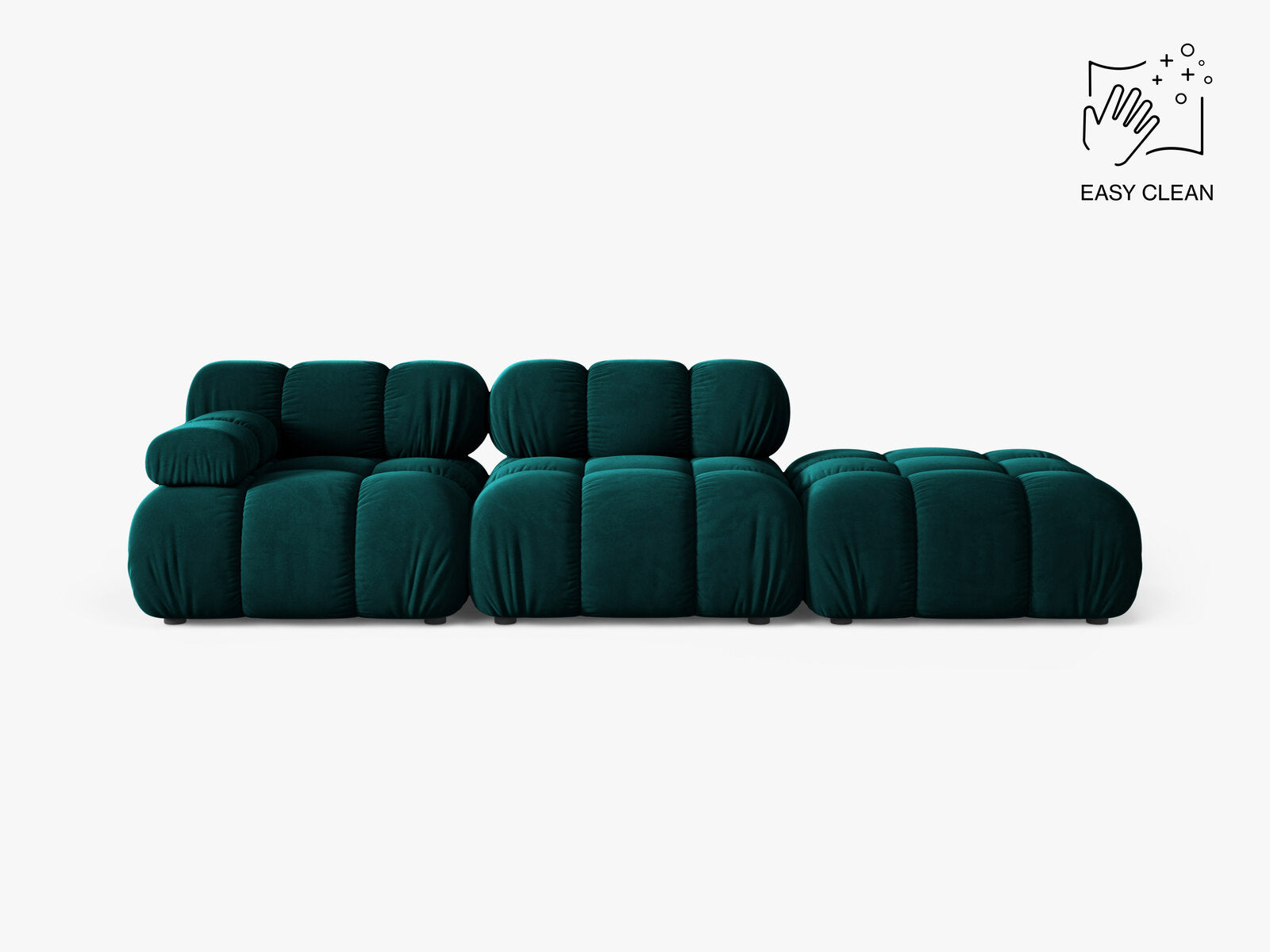 Micadoni Modulares Sofa Bellis 4-Sitzer Rechts Samt Venus Dunkel Petrol