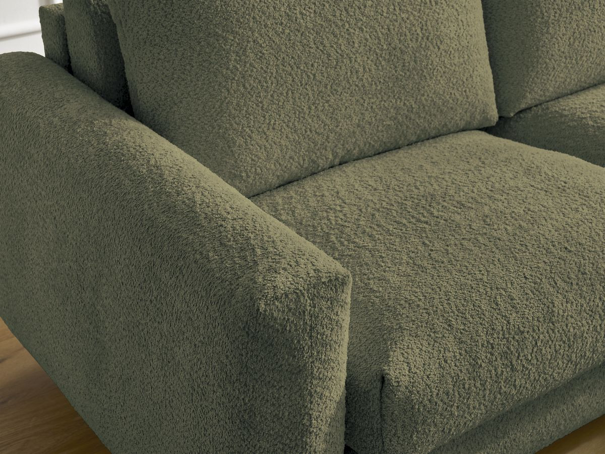 Bobochic Cocoone Schlafsofa 3-Sitzer Bouclé-Stoff Grün, Liegefläche 140 × 200 cm