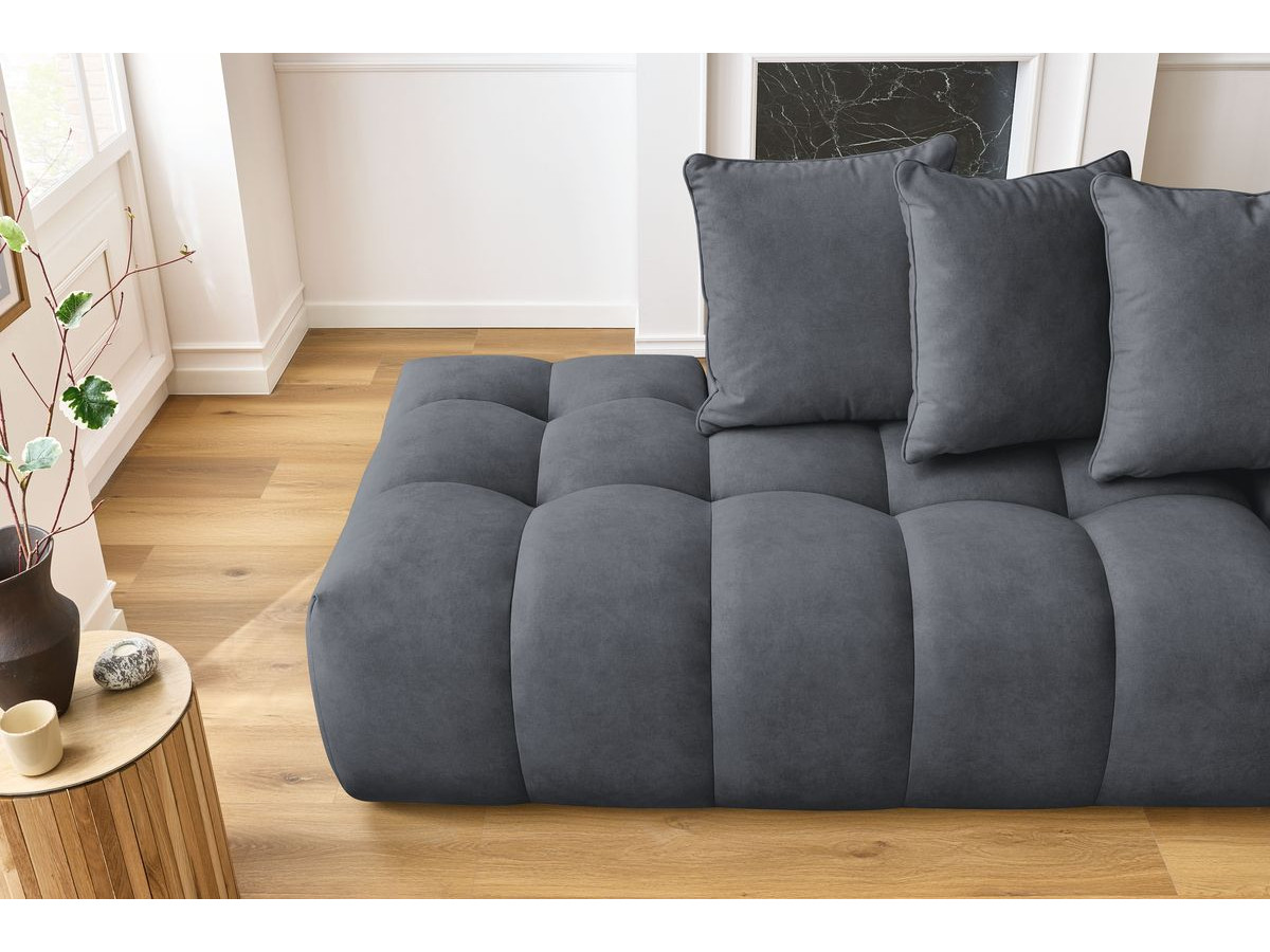 Bobochic Mont-blanc Ecksofa Samt Dunkelgrau Ecke rechts