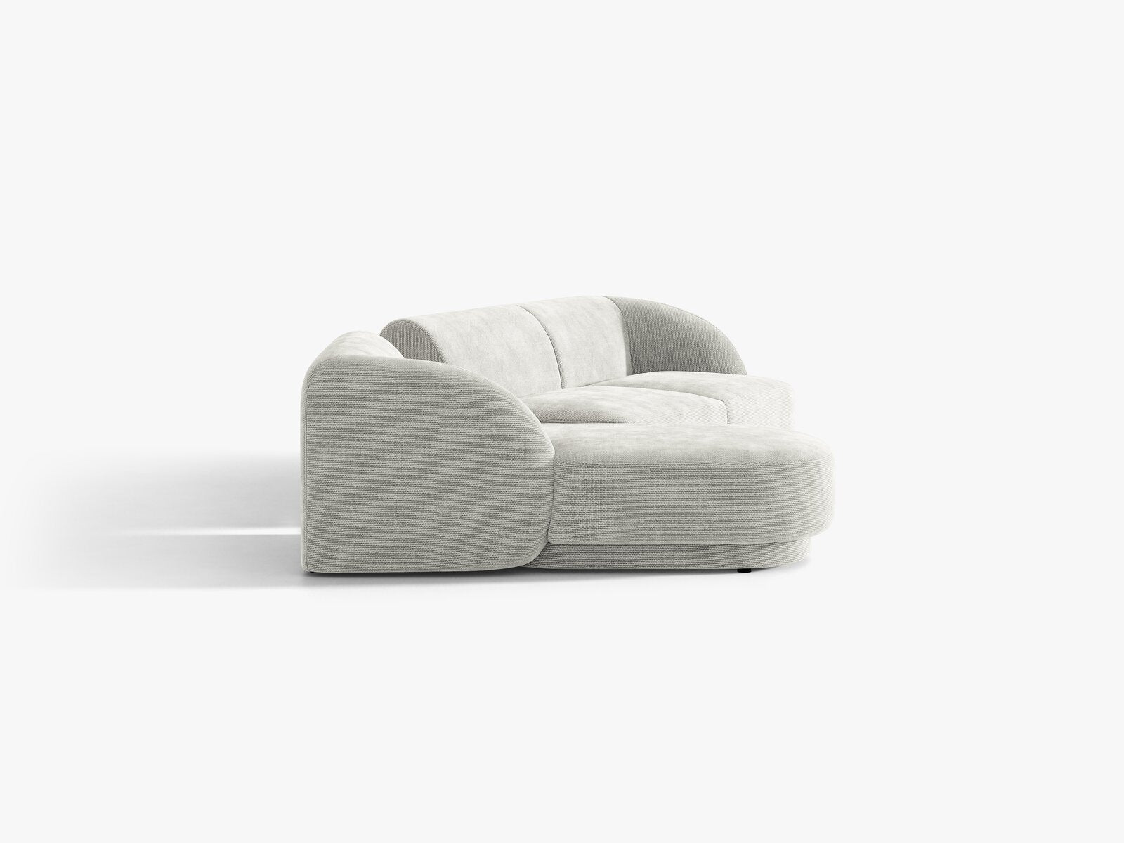 Micadoni Modulares Sofa Miley mit Recamiere 3-Sitzer Links Chenille Eden Silber