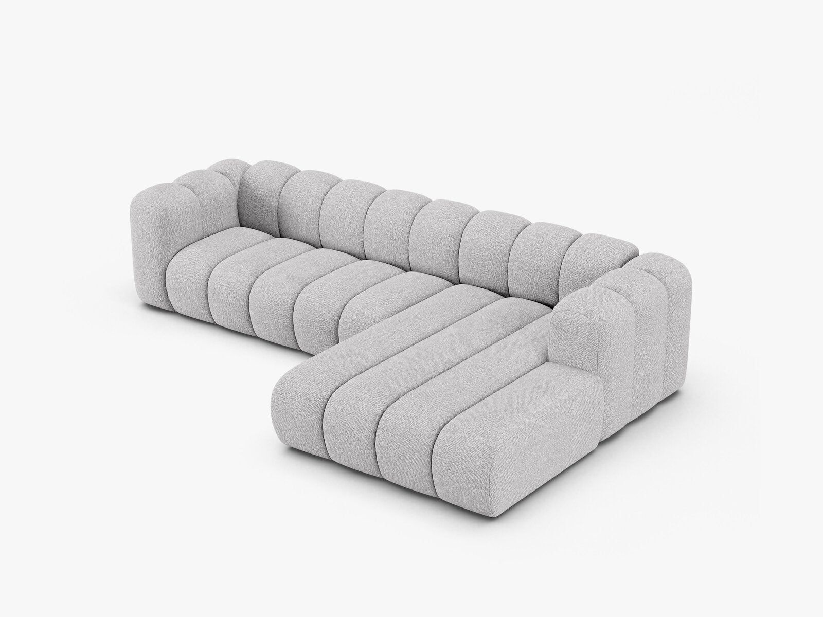 Micadoni Modulares Ecksofa Lupine 4-Sitzer Rechts Boucle Baloo Hellgrau