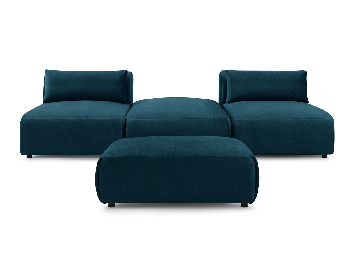 Bobochic Jeanne Sofa 4-Sitzer mit Pouf Samt Dunkelblau