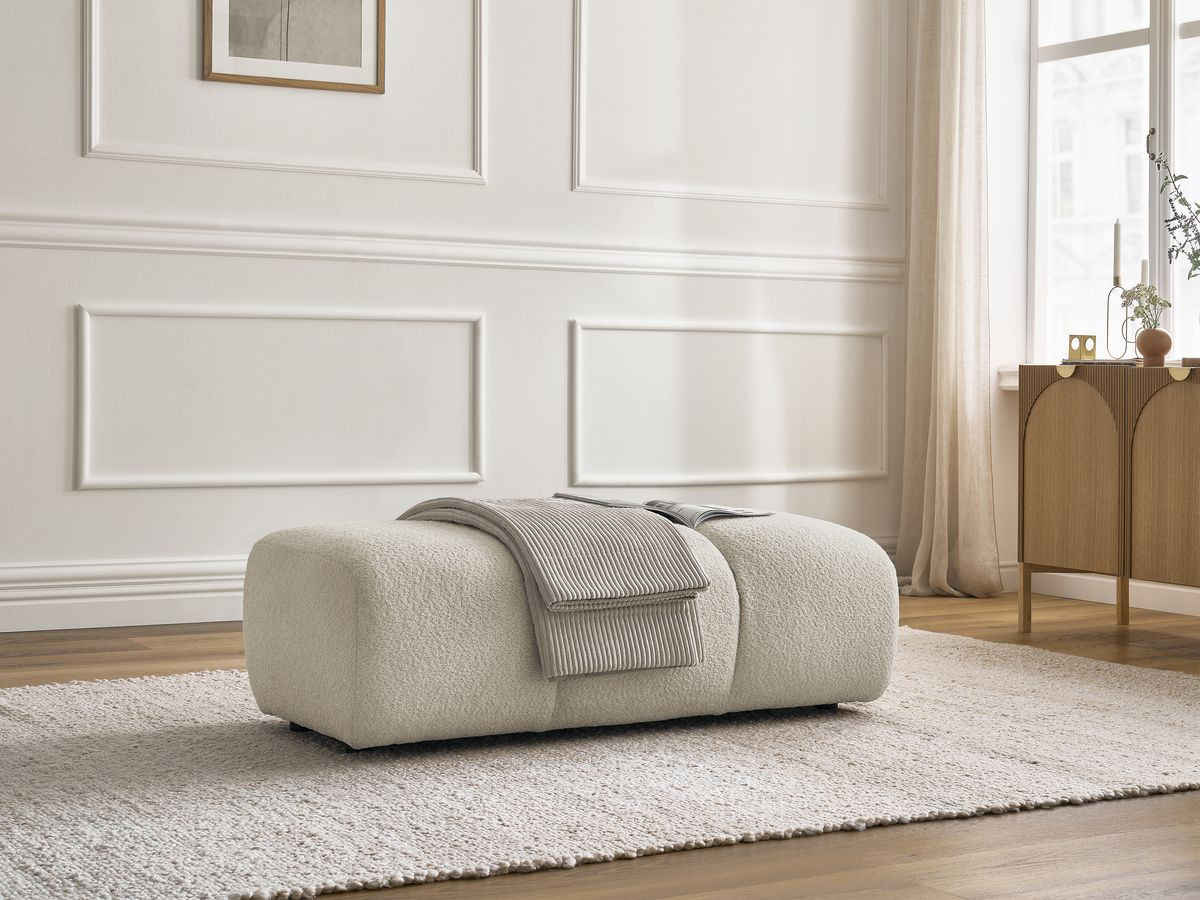 Bobochic Pamira Pouf Bouclé-Stoff Beige