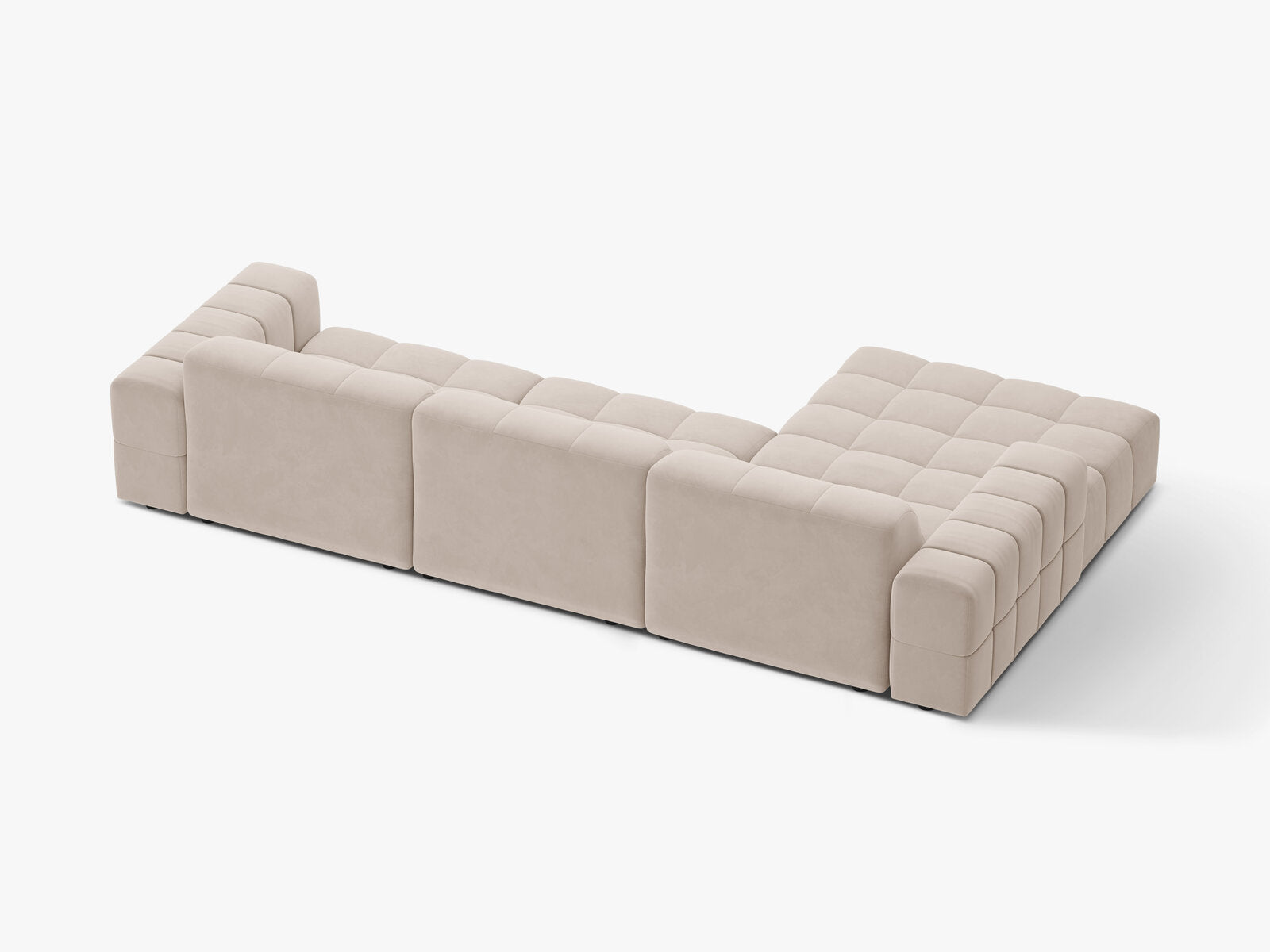 Micadoni Ecksofa Jennifer 4-Sitzer Links Samt Venus Helles Beige