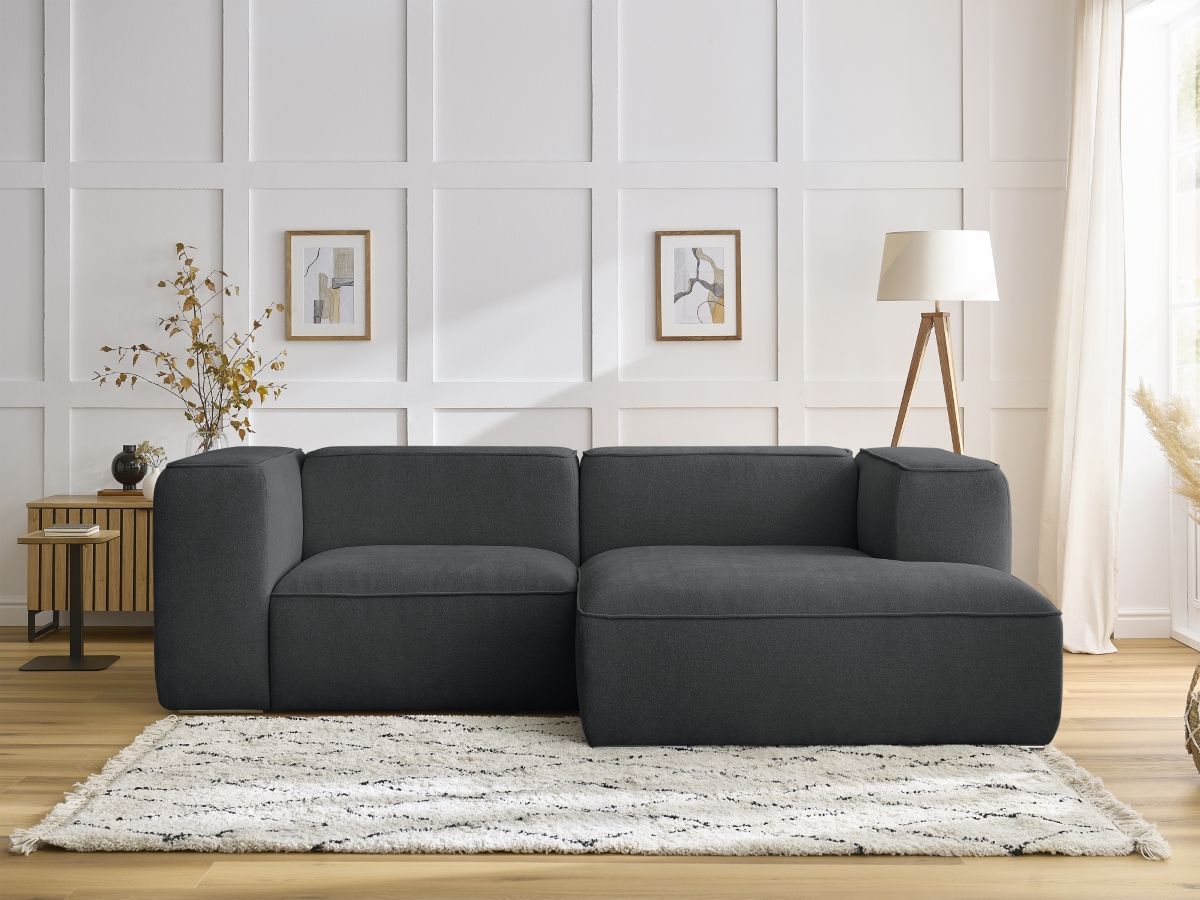 Bobochic Zephyr Ecksofa 260 × 165 cm Strukturstoff Dunkelgrau Ecke rechts