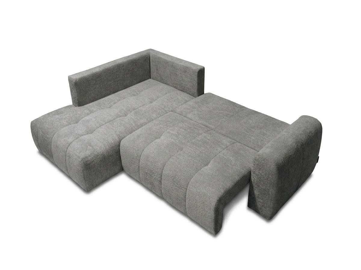 Bobochic Roxelane Ecksofa mit Schlaffunktion und Bettkasten Bouclé-Stoff Dunkelgrau Ecke links