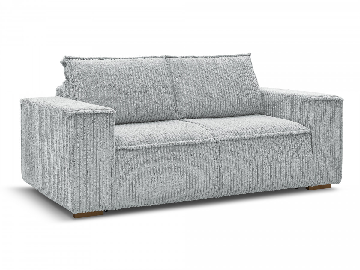 Bobochic Chelsea Schlafsofa 3-Sitzer Cordsamt Hellgrau, Liegefläche 160 × 200 cm