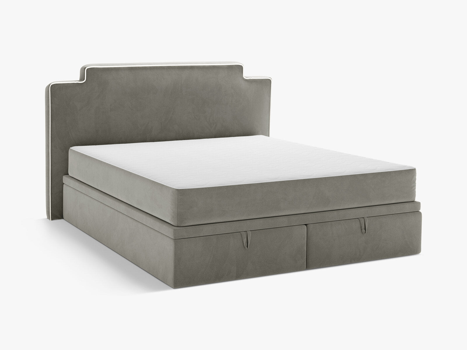 Micadoni Princess Boxspringbett mit Bettkasten und Kopfteil Samt Magic Velvet Elfenbein / Dunkelgrau 140x200