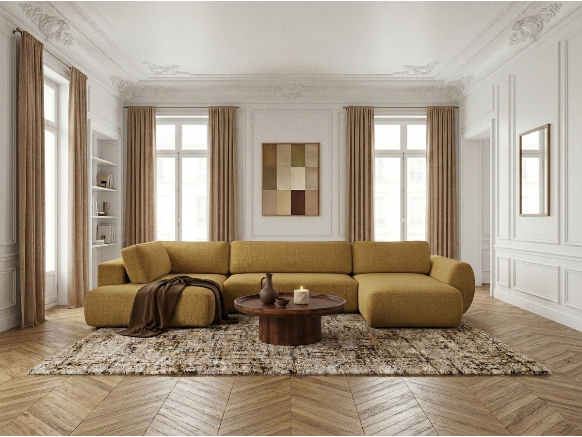 Bobochic Denise Wohnlandschaft Strukturstoff Gelb Ecke rechts