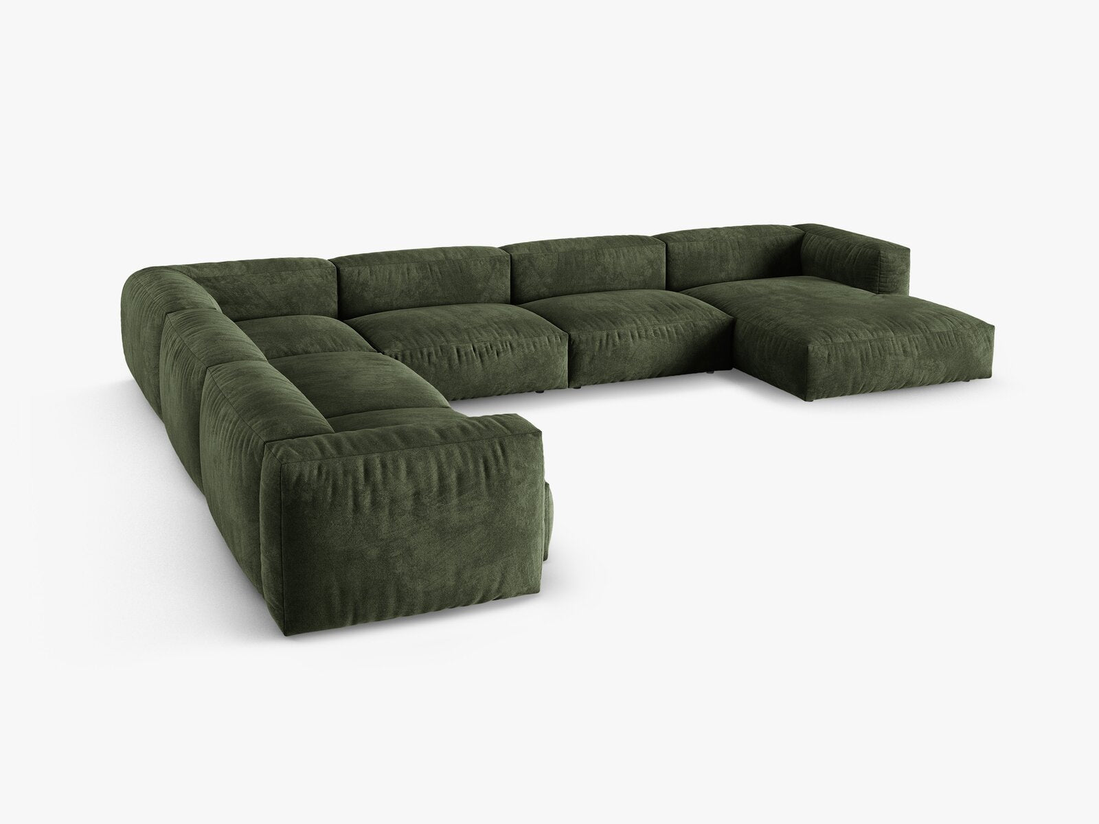 Micadoni modulares Ecksofa XL Martina 6-Sitzer 90cm Sitztiefe Links Samt Vogue Grün