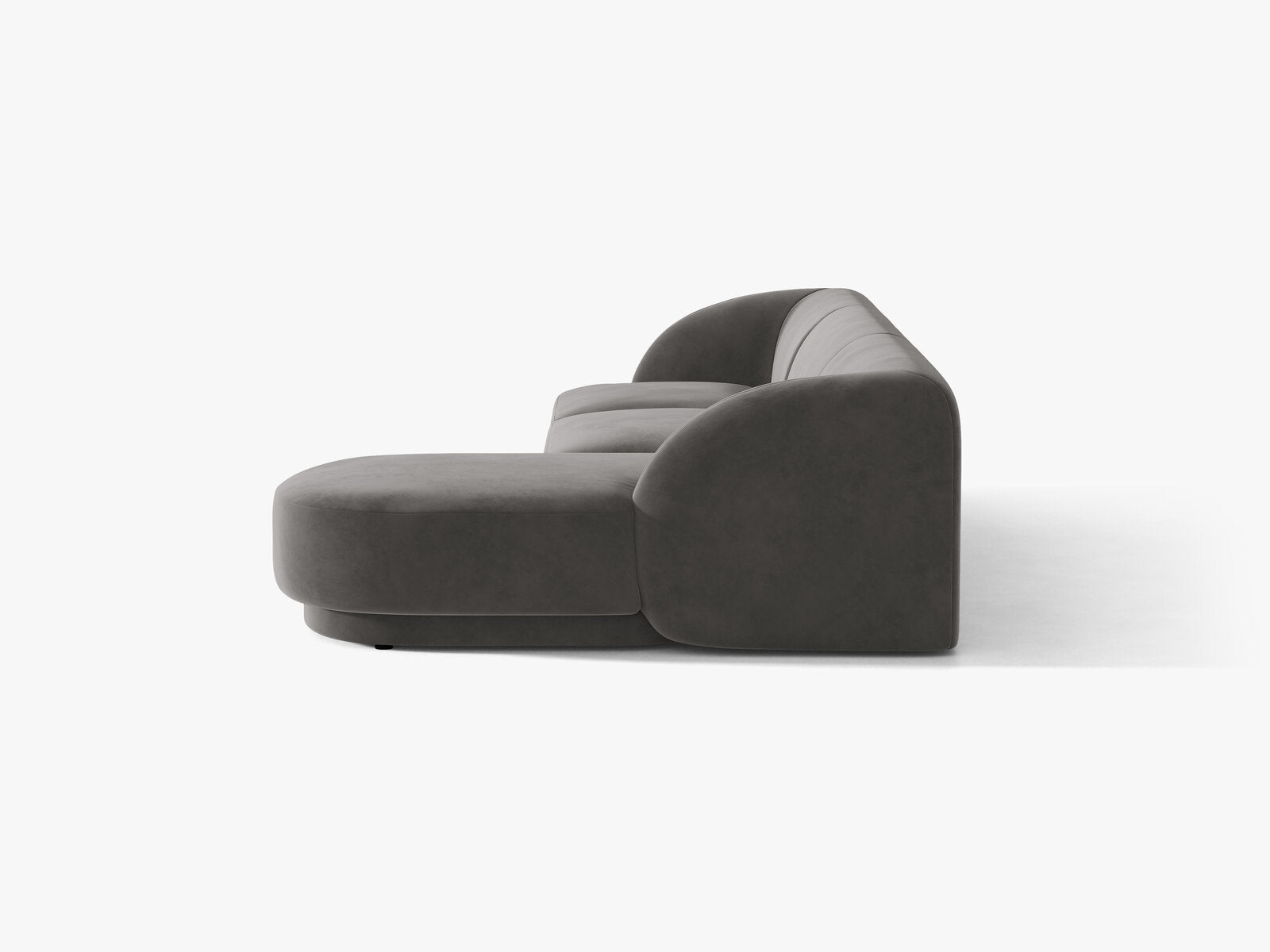 Micadoni Ecksofa Miley 4-Sitzer Samt Venus Grau Rechts
