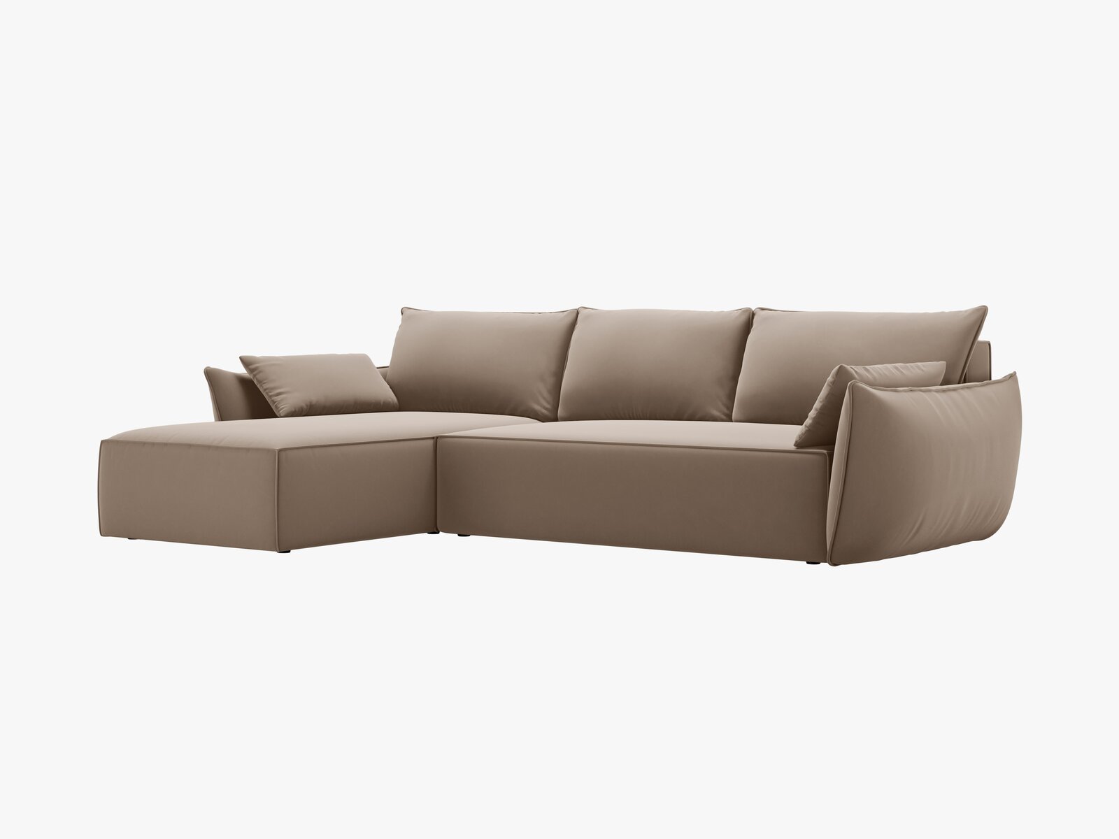 Micadoni Kaelle Ecksofa 4-Sitzer mit Schlaffunktion Rechts Samt Bluvel Cappuccino