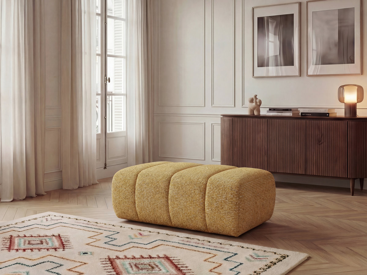 Bobochic Nesty Pouf Melange-Stoff Gelb