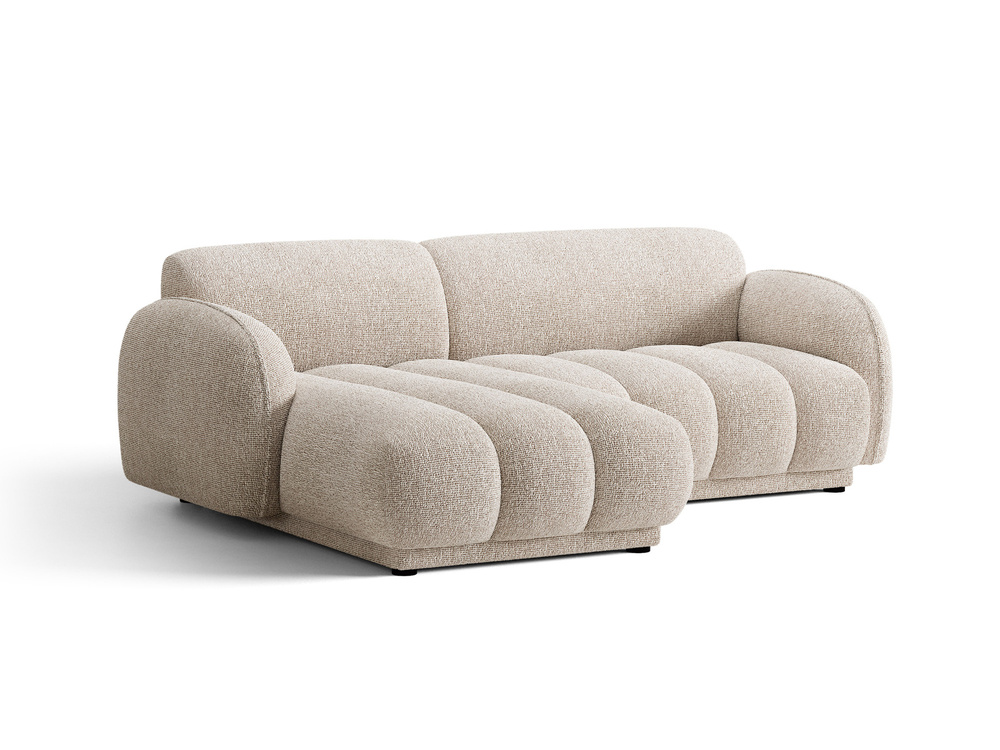 Cosmopolitan Design Ecksofa Bilbao 3-Sitzer kleine Version Boucle Miles Beige Links