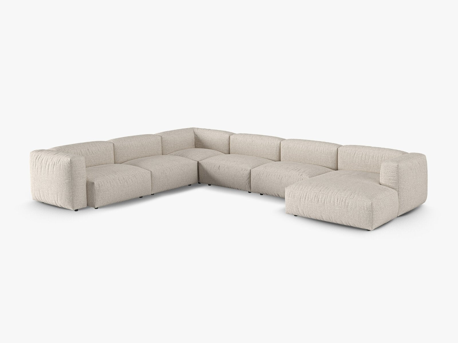 Micadoni modulares Ecksofa XL Martina 6-Sitzer 90cm Sitztiefe Links Boucle Monet Beige