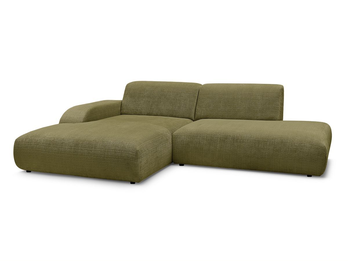 Bobochic Sirius Ecksofa 300 × 170 cm Strukturstoff Grün Ecke links
