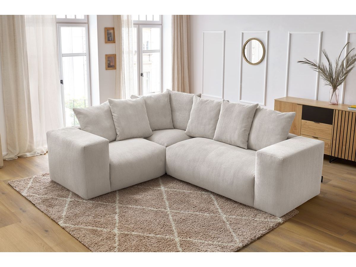 Bobochic Voltaire Ecksofa 268 × 214 cm Cordsamt Beige Ecke links